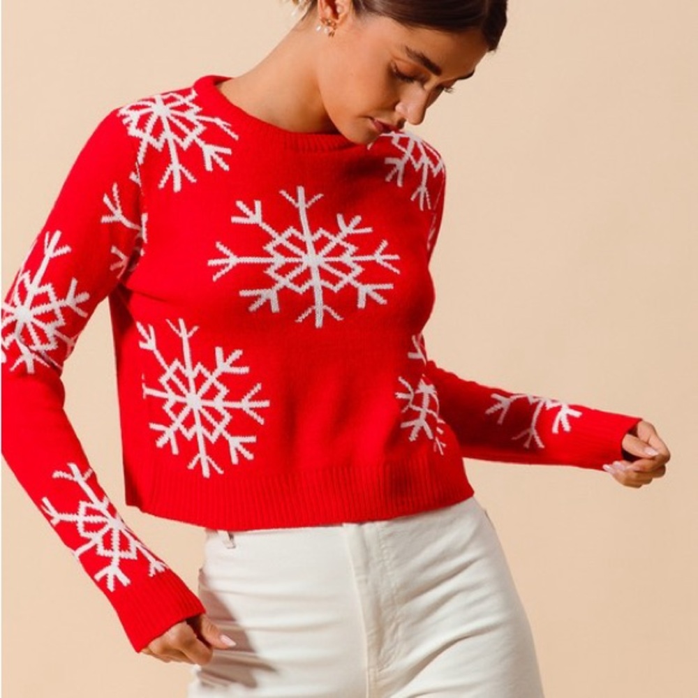 Festive Red Snowflake Sweater - Picture 2 of 3